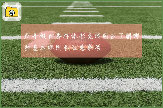 新手做世界杯体彩竞猜前应了解哪些基本规则和注意事项